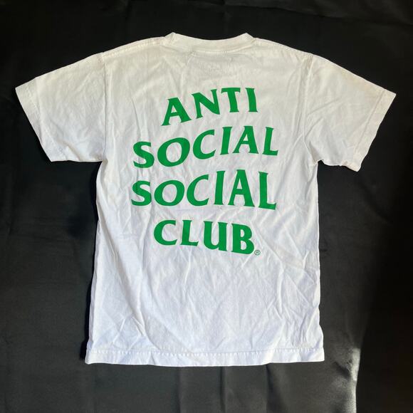 Anti Social Social Club Green Logo Pink Rose Tee Made in USA Size S - Picture 1 of 11